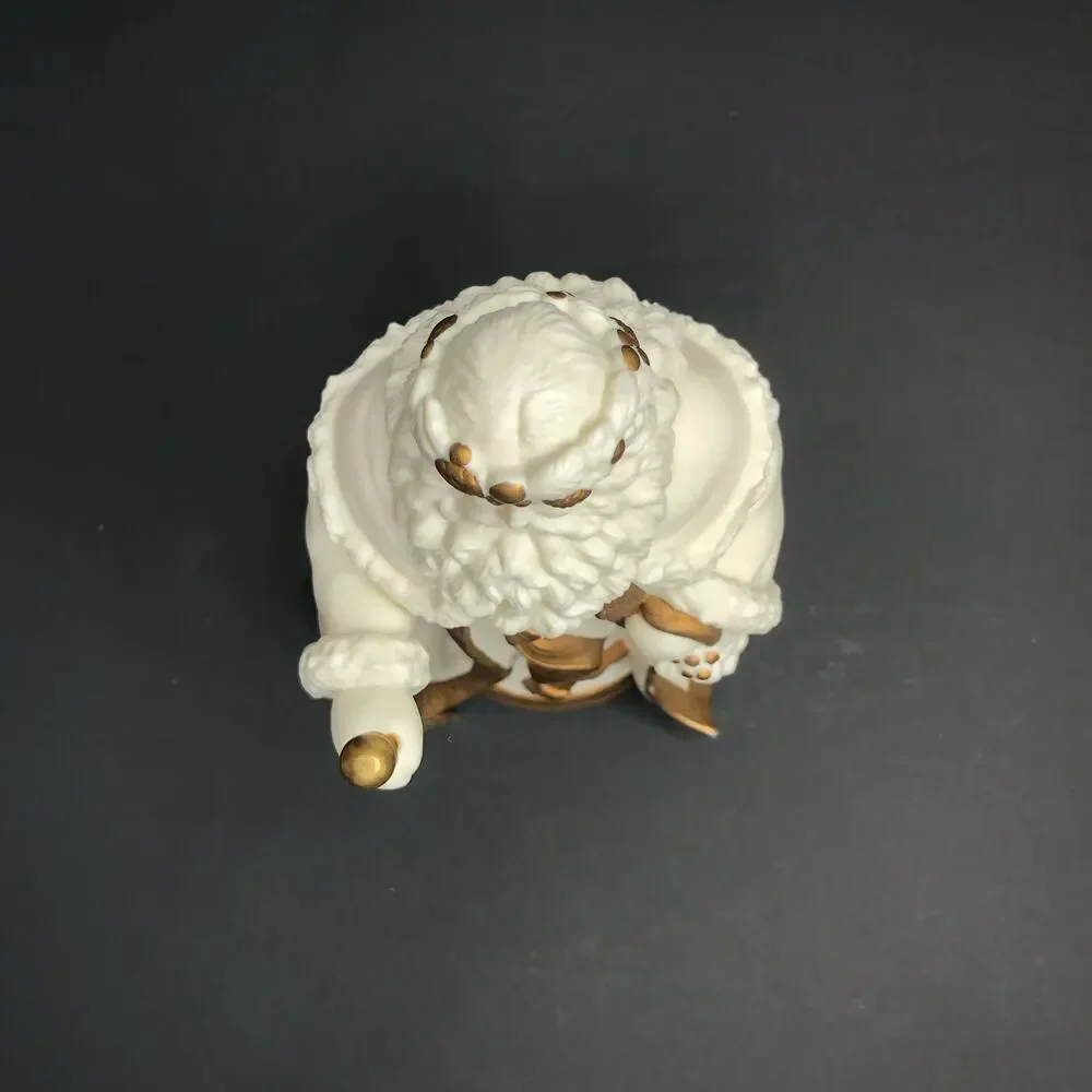 San Francisco Music Box Co Vintage Rare Porcelain Music Box White and Gold Santa